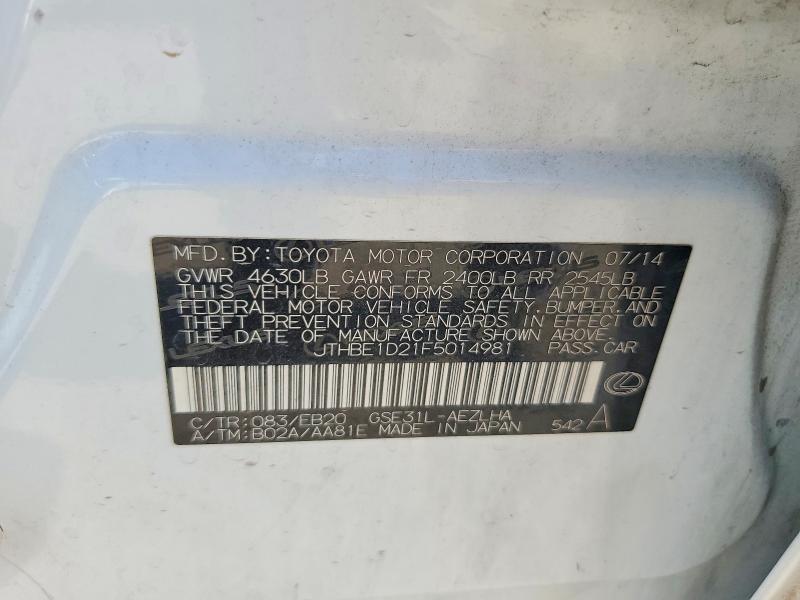 Продажа на аукционе авто 2015 Lexus Is, vin: JTHBE1D21F5014981, номер лота: 54728606