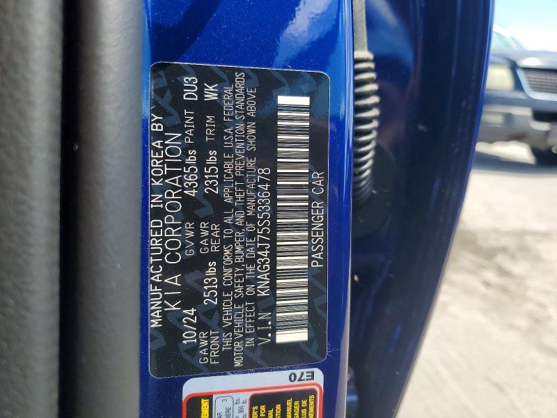 57026096 :رقم المزاد ، KNAG34J75S5336478 vin ، 2025 Kia K5 مزاد بيع