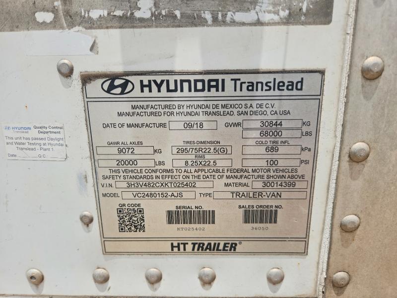 Aukcja sprzedaży 2019 Hyundai Translead Inc Unknown, vin: 3H3V482CXKT025402, numer aukcji: 55183056