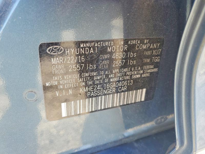 55762136 :رقم المزاد ، KMHE24L16GA040613 vin ، 2016 Hyundai Sonata Hybrid مزاد بيع