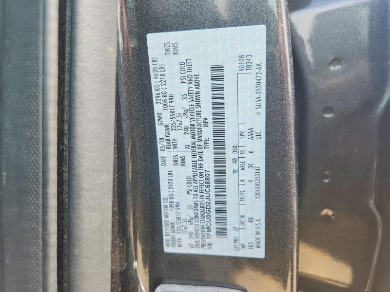 Продаж на аукціоні авто 2018 Ford Escape, vin: 1FMCU0GD2JUC68807, номер лоту: 55677986