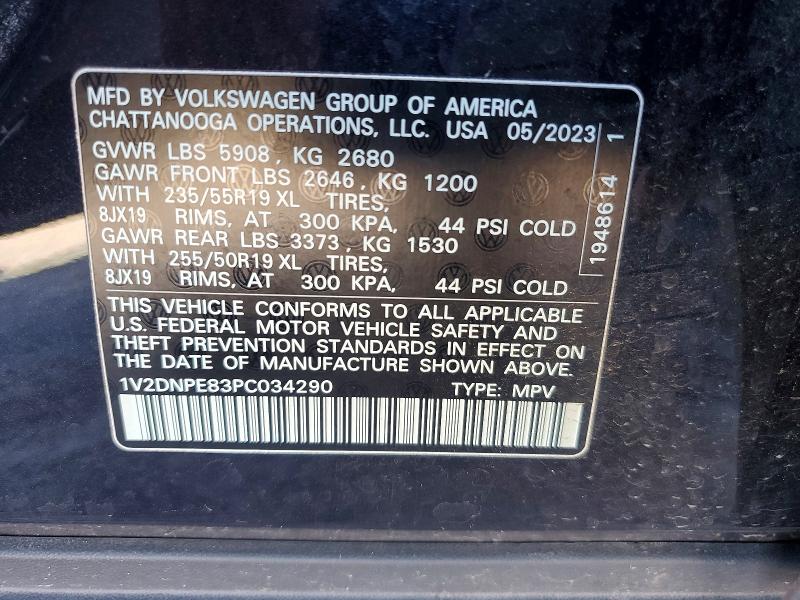 2023 Volkswagen Id.4 მანქანა იყიდება აუქციონზე, vin: 1V2DNPE83PC034290, აუქციონის ნომერი: 57554346