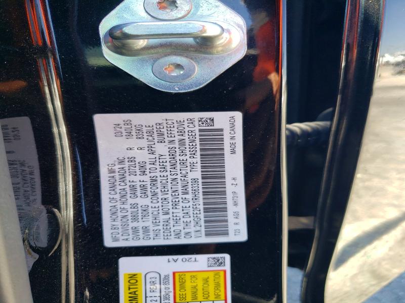 Продаж на аукціоні авто 2024 Honda Civic, vin: 2HGFE2F51RH563398, номер лоту: 58963296