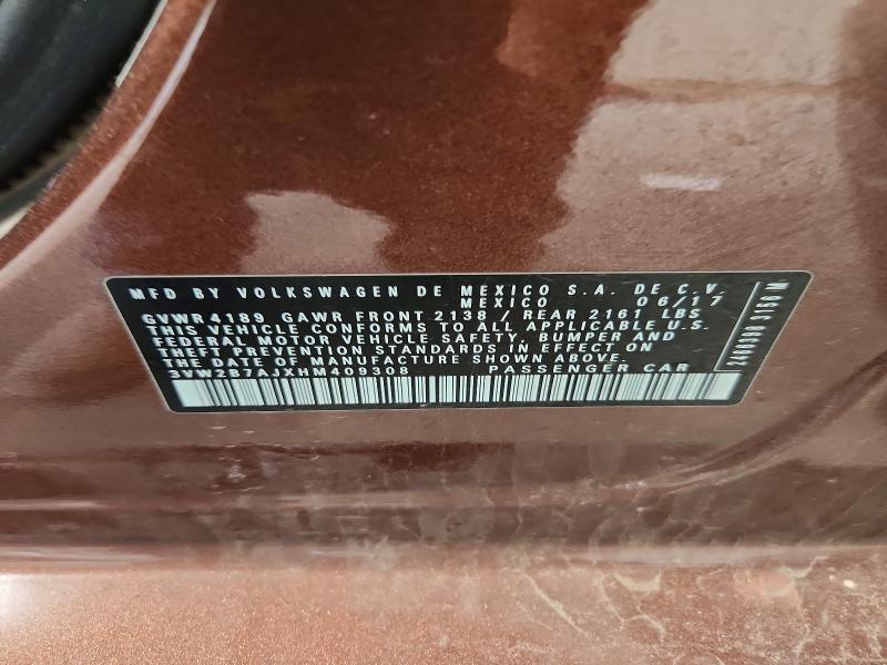 Продаж на аукціоні авто 2017 Volkswagen Jetta, vin: 3VW2B7AJXHM409308, номер лоту: 55042856