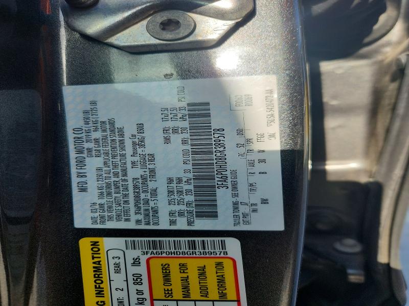 2016 Ford Fusion მანქანა იყიდება აუქციონზე, vin: 3FA6P0HD8GR389578, აუქციონის ნომერი: 56515986