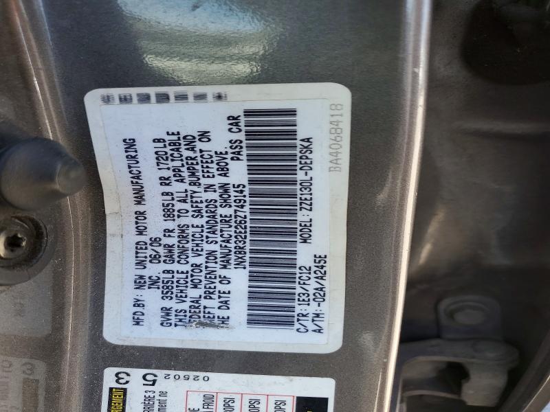 Продаж на аукціоні авто 2006 Toyota Corolla, vin: 1NXBR32E26Z749145, номер лоту: 55880166