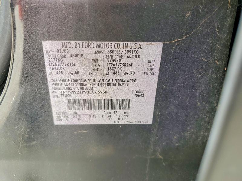 56653386 :رقم المزاد ، 1FTNW21P93EC66958 vin ، 2003 Ford F250 مزاد بيع