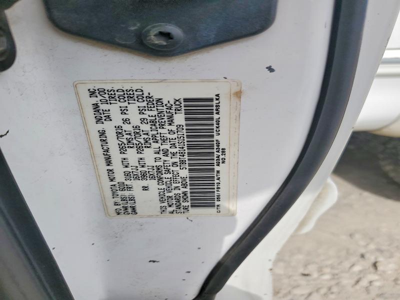 59216976 :رقم المزاد ، 5TBBT48141S151709 vin ، 2001 Toyota Tundra مزاد بيع