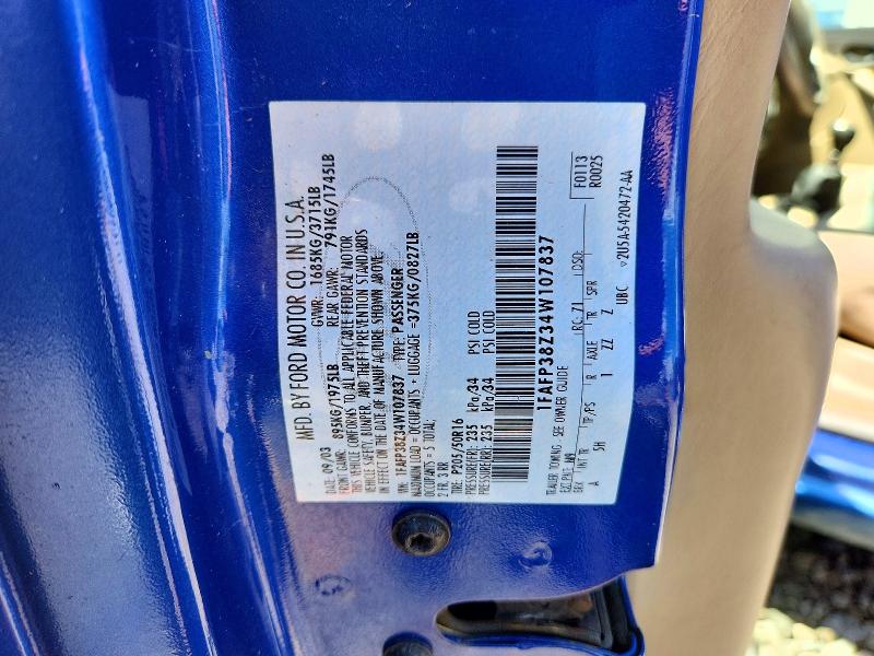 Aukcja sprzedaży 2004 Ford Focus, vin: 1FAFP38Z34W107837, numer aukcji: 57554256