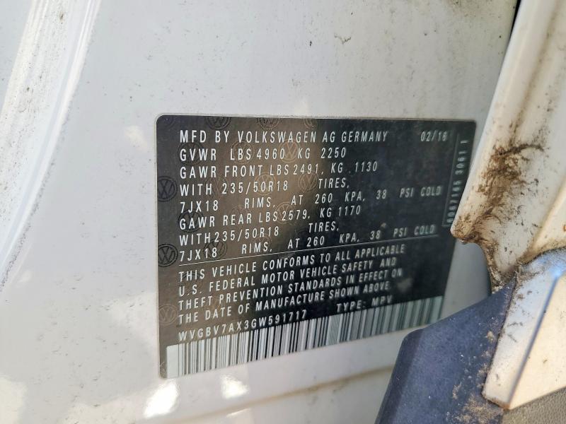 55688116 :رقم المزاد ، WVGBV7AX3GW591717 vin ، 2016 Volkswagen Tiguan مزاد بيع