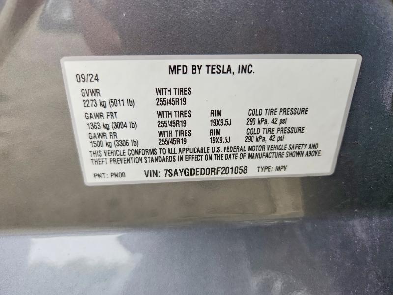 Aukcja sprzedaży 2024 Tesla Model Y, vin: 7SAYGDED0RF201058, numer aukcji: 57492186
