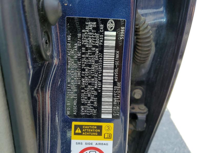 58199756 :رقم المزاد ، 4T4BF1FK1GR559437 vin ، 2016 Toyota Camry مزاد بيع
