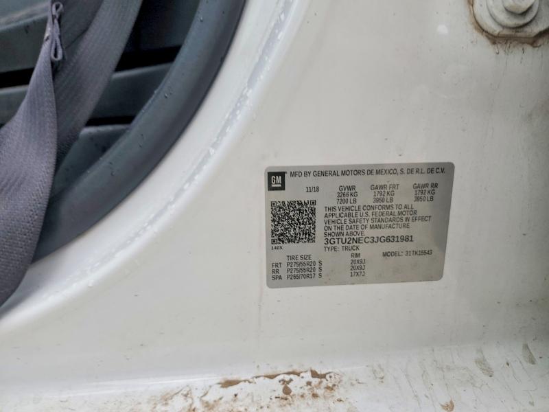 2018 Gmc Sierra მანქანა იყიდება აუქციონზე, vin: 3GTU2NEC3JG631981, აუქციონის ნომერი: 56986016
