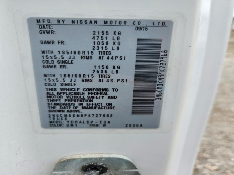 58302286 :رقم المزاد ، 3N6CM0KN9FK727968 vin ، 2015 Nissan Nv200 مزاد بيع