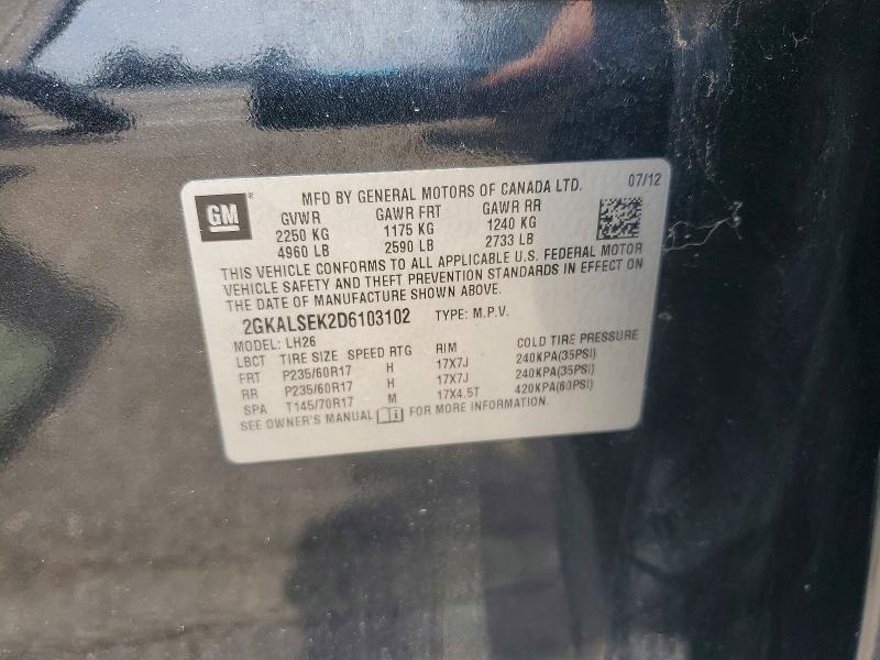 Продажа на аукционе авто 2013 Gmc Terrain, vin: 2GKALSEK2D6103102, номер лота: 57602556