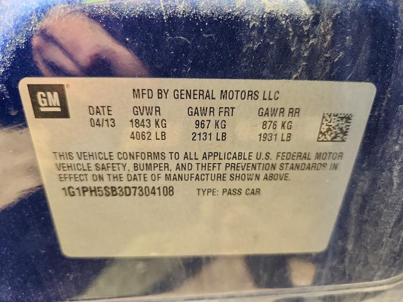 Продаж на аукціоні авто 2013 Chevrolet Cruze, vin: 1G1PH5SB3D7304108, номер лоту: 53451166