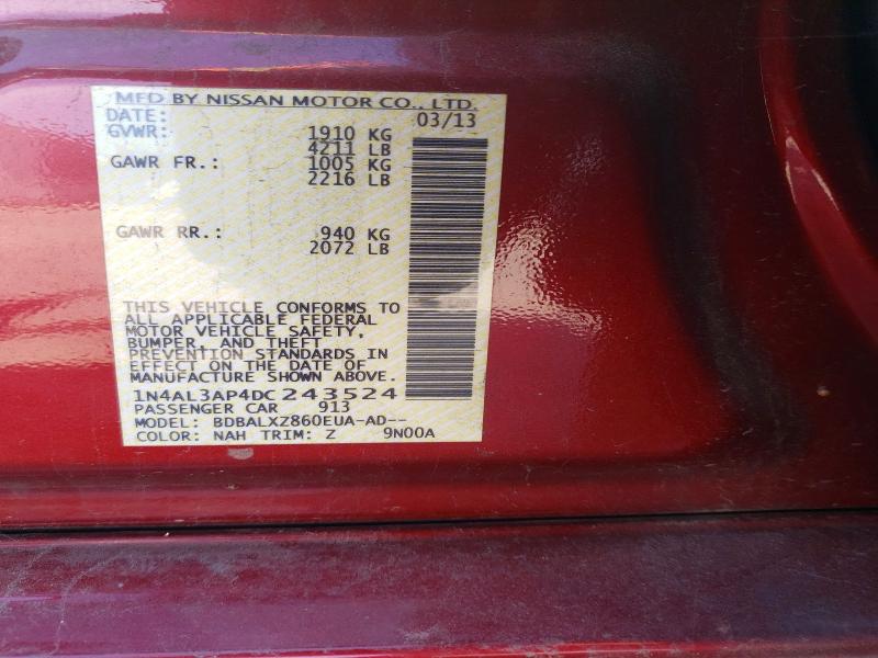 Продажа на аукционе авто 2013 Nissan Altima, vin: 1N4AL3AP4DC243524, номер лота: 58529946