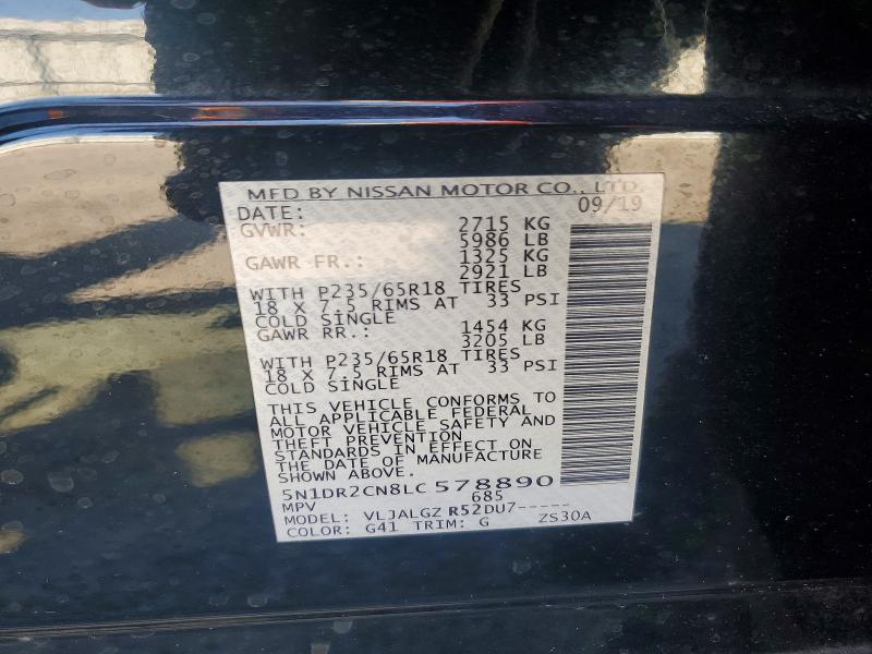 Продаж на аукціоні авто 2020 Nissan Pathfinder, vin: 5N1DR2CN8LC578890, номер лоту: 56313866