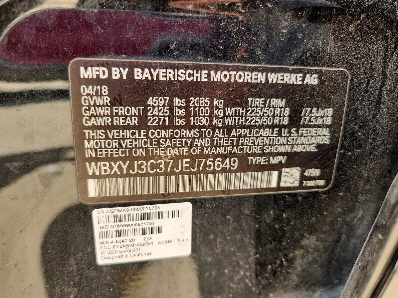 Aukcja sprzedaży 2018 Bmw X2, vin: WBXYJ3C37JEJ75649, numer aukcji: 58728846