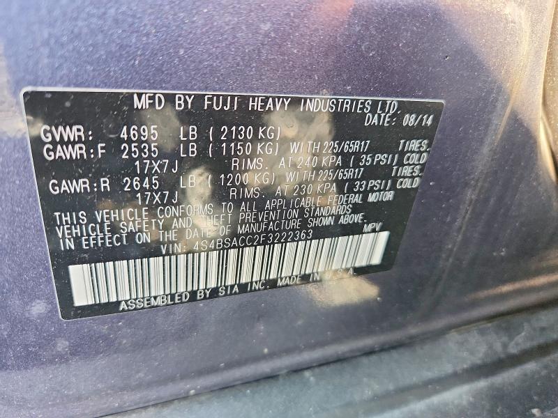Aukcja sprzedaży 2015 Subaru Outback, vin: 4S4BSACC2F3222363, numer aukcji: 56580356