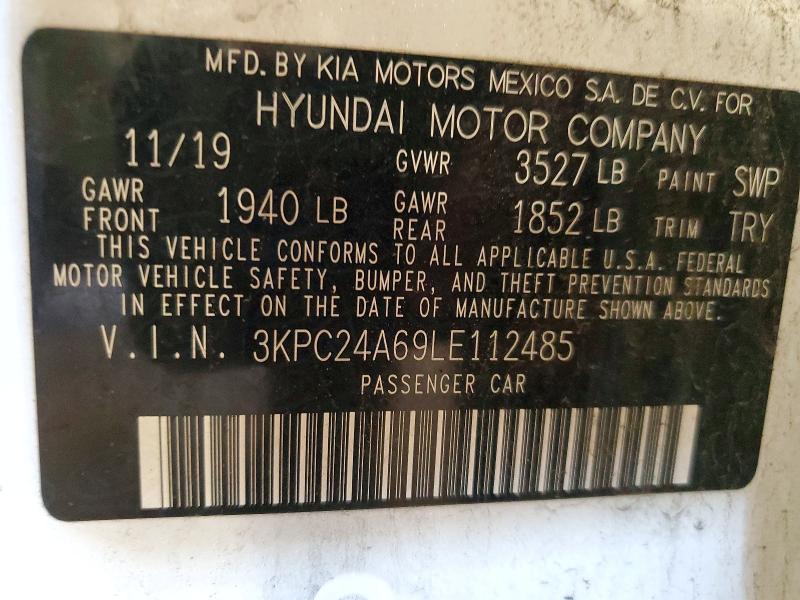 Aukcja sprzedaży 2020 Hyundai Accent, vin: 3KPC24A69LE112485, numer aukcji: 56488686
