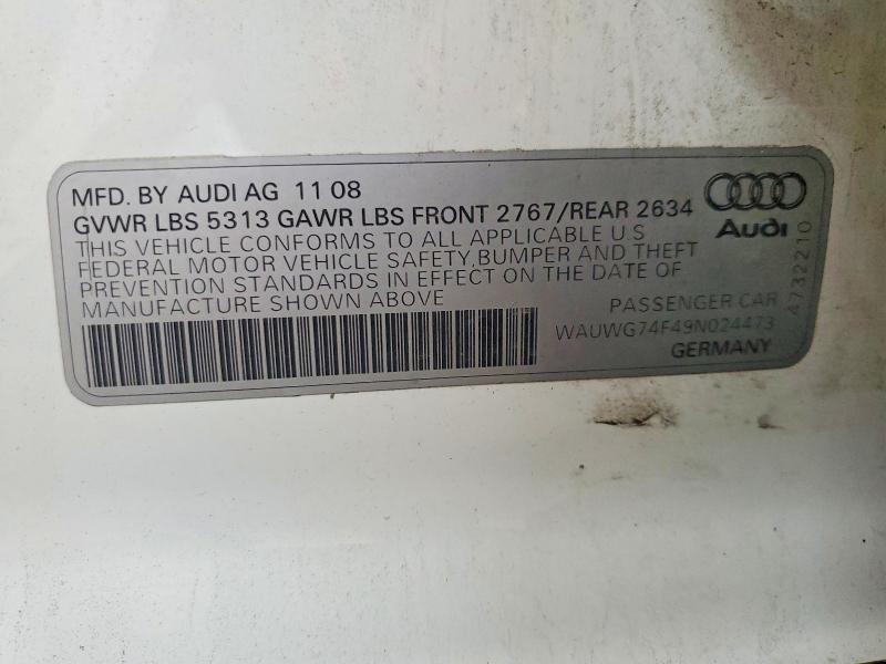 Aukcja sprzedaży 2009 Audi A6 Quattro, vin: WAUWG74F49N024473, numer aukcji: 58955976