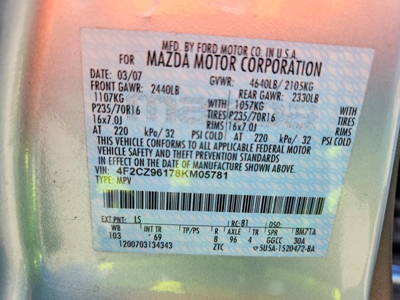 Продажа на аукционе авто 2008 Mazda Tribute, vin: 4F2CZ96178KM05781, номер лота: 55553846