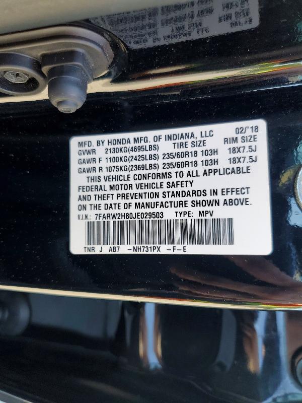 Продажа на аукционе авто 2018 Honda Cr-v, vin: 7FARW2H80JE029503, номер лота: 56607896