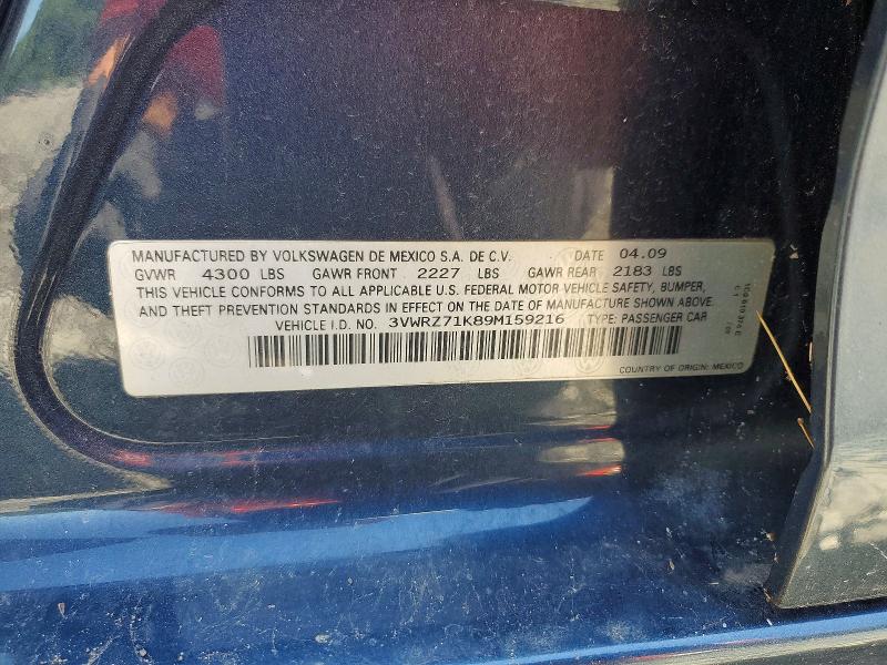 58580346 :رقم المزاد ، 3VWRZ71K89M159216 vin ، 2009 Volkswagen Jetta مزاد بيع