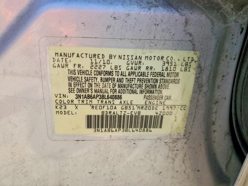 Aukcja sprzedaży 2011 Nissan Sentra, vin: 3N1AB6AP3BL640886, numer aukcji: 57249476