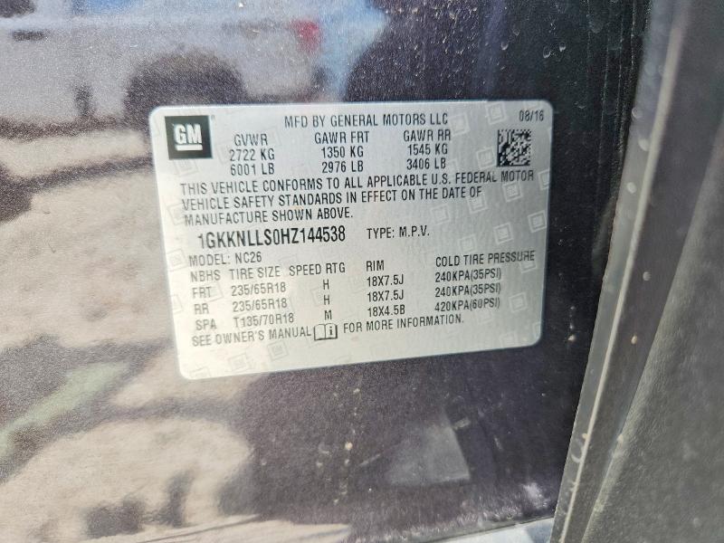 Aukcja sprzedaży 2017 Gmc Acadia, vin: 1GKKNLLS0HZ144538, numer aukcji: 58312196