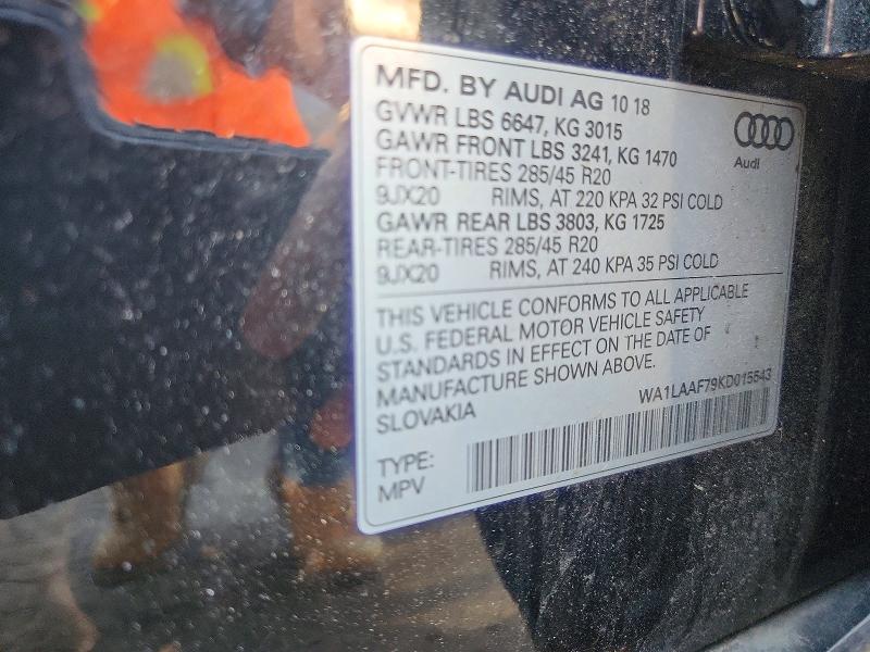 Продаж на аукціоні авто 2019 Audi Q7, vin: WA1LAAF79KD015543, номер лоту: 54829886