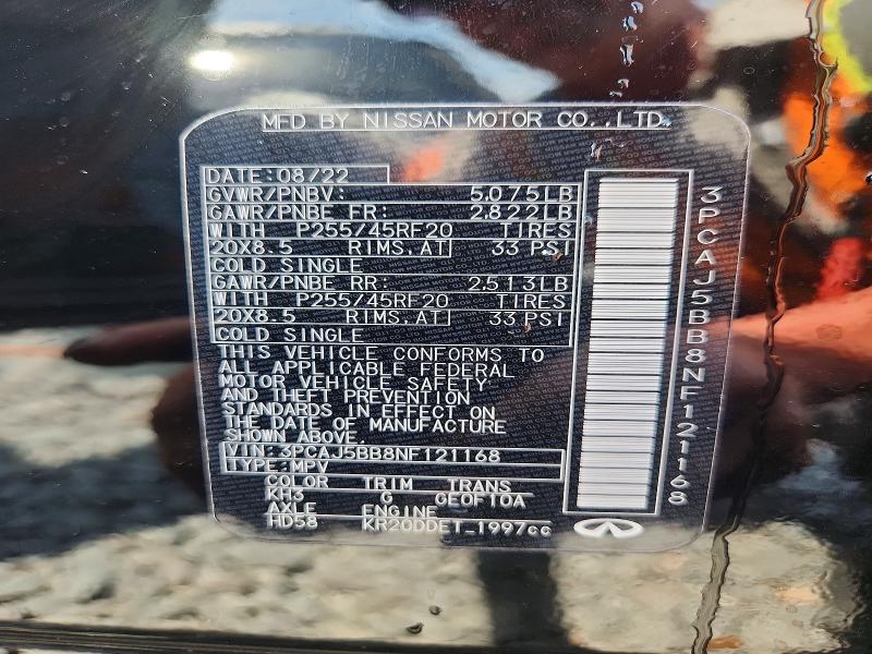 Auction sale of the 2022 Infiniti Qx50, vin: 3PCAJ5BB8NF121168, lot number: 56112666