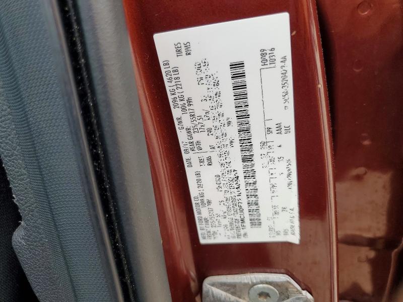 59099156 :رقم المزاد ، 1FMCU0F72JUA09407 vin ، 2018 Ford Escape مزاد بيع