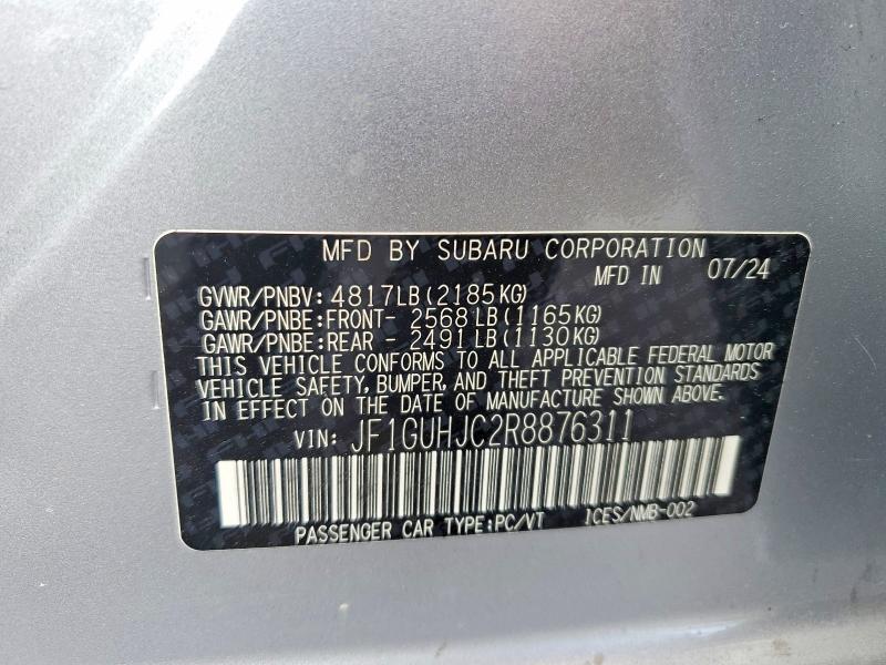 Aukcja sprzedaży 2024 Subaru Impreza, vin: JF1GUHJC2R8876311, numer aukcji: 58061416