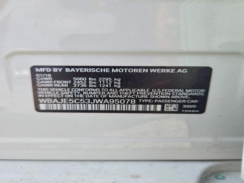 Продаж на аукціоні авто 2018 Bmw 540, vin: WBAJE5C53JWA95078, номер лоту: 57150096