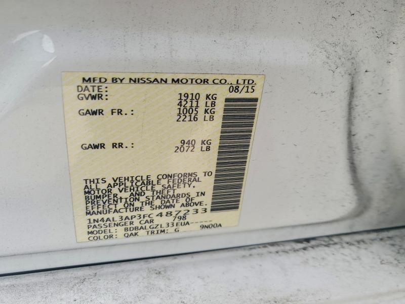 Aukcja sprzedaży 2015 Nissan Altima, vin: 1N4AL3AP3FC487233, numer aukcji: 50482746