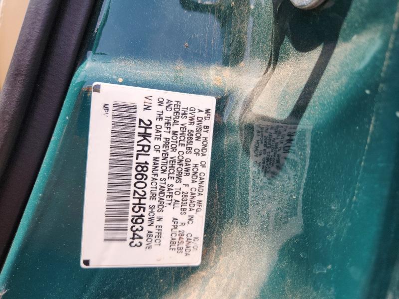55653696 :رقم المزاد ، 2HKRL18602H519343 vin ، 2002 Honda Odyssey مزاد بيع