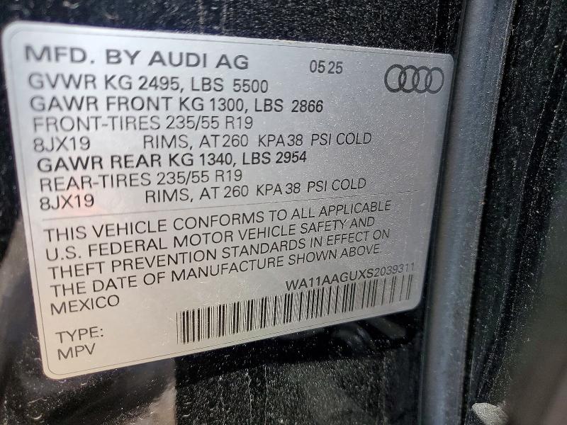 Продаж на аукціоні авто 2025 Audi Q5, vin: WA11AAGUXS2039311, номер лоту: 58926076