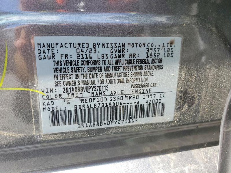 2023 Nissan Sentra მანქანა იყიდება აუქციონზე, vin: 3N1AB8BV0PY270113, აუქციონის ნომერი: 57150576