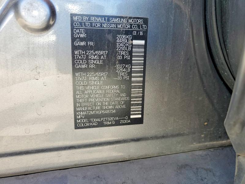 Aukcja sprzedaży 2016 Nissan Rogue, vin: KNMAT2MTXGP648734, numer aukcji: 57049396