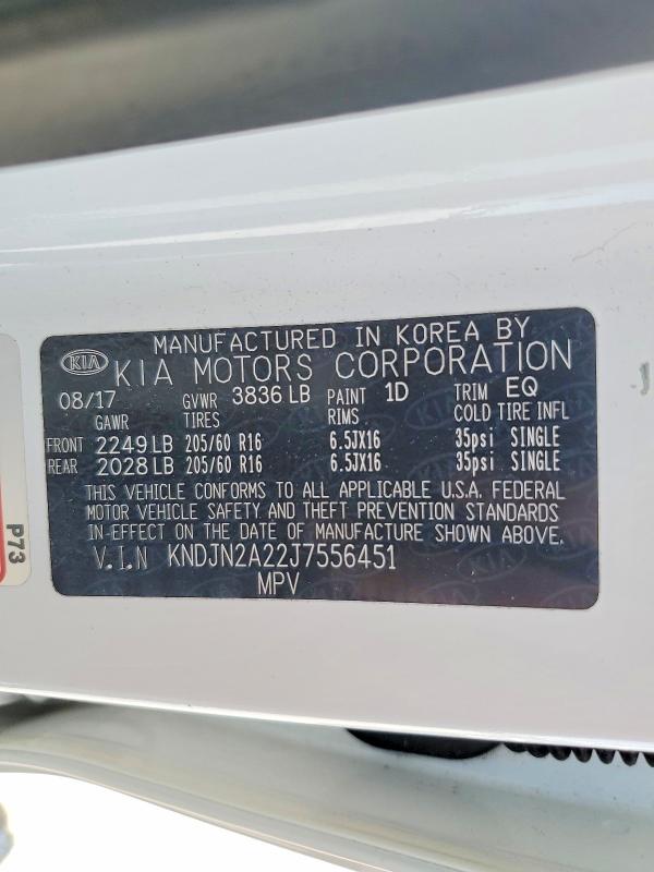 Aukcja sprzedaży 2018 Kia Soul, vin: KNDJN2A22J7556451, numer aukcji: 54970546