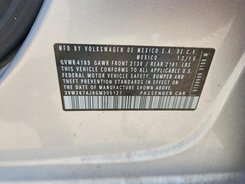 Aukcja sprzedaży 2016 Volkswagen Jetta, vin: 3VW267AJ8GM305127, numer aukcji: 57393456