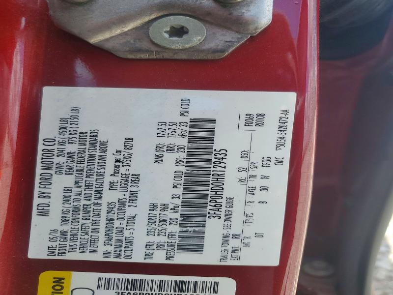 Aukcja sprzedaży 2017 Ford Fusion, vin: 3FA6P0HD0HR129435, numer aukcji: 57721686