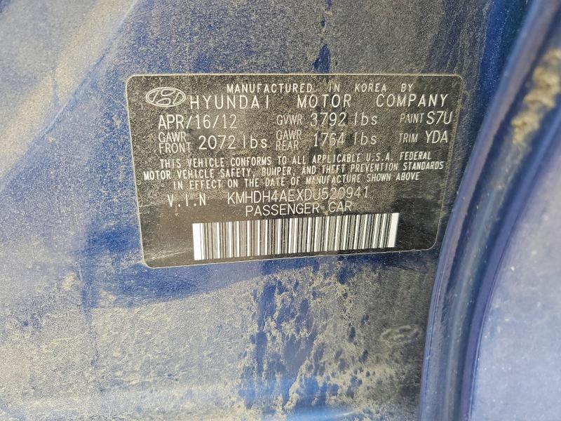 Aukcja sprzedaży 2013 Hyundai Elantra, vin: KMHDH4AEXDU520941, numer aukcji: 58113496