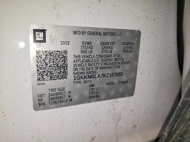 Aukcja sprzedaży 2019 Gmc Acadia, vin: 1GKKNRLA7KZ167882, numer aukcji: 56122066