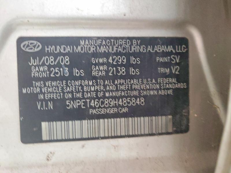 Продажа на аукционе авто 2009 Hyundai Sonata, vin: 5NPET46C89H485848, номер лота: 56596376