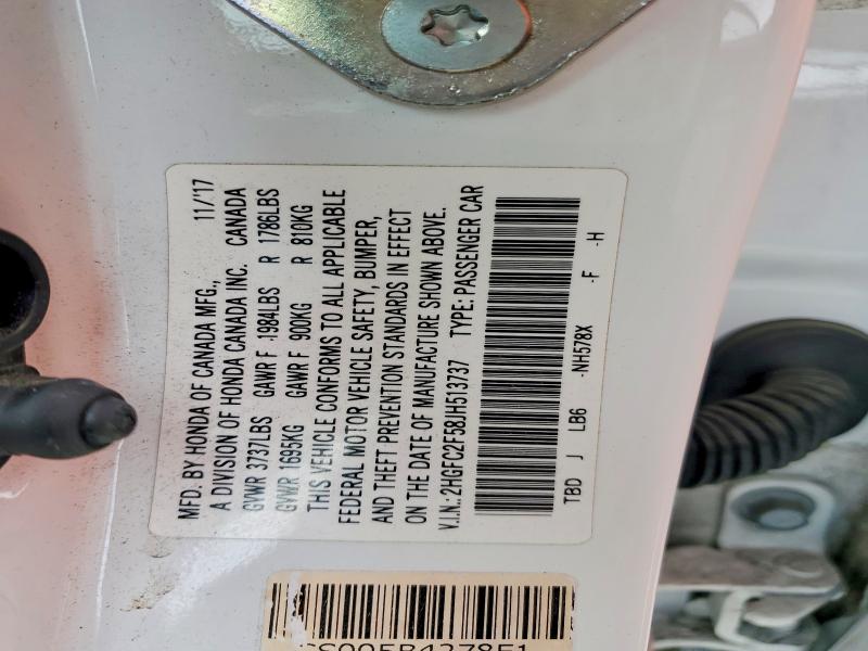 Продажа на аукционе авто 2018 Honda Civic, vin: 2HGFC2F58JH513737, номер лота: 55556766