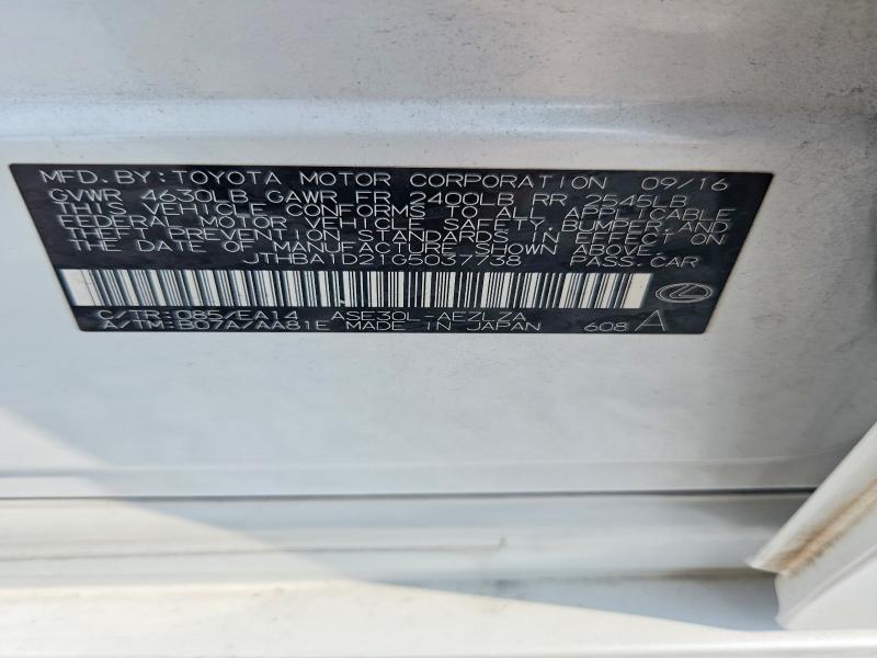 Aukcja sprzedaży 2016 Lexus Is, vin: JTHBA1D21G5037738, numer aukcji: 57066596