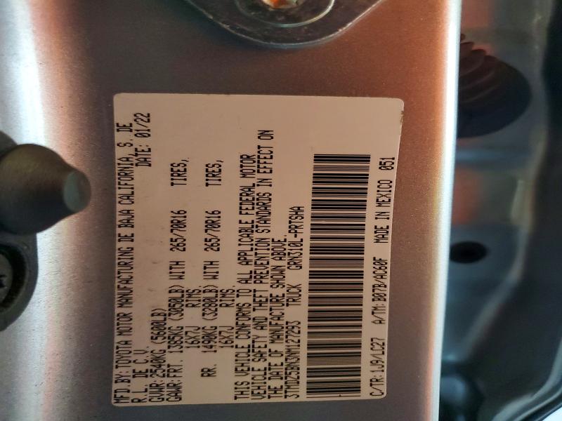 Aukcja sprzedaży 2022 Toyota Tacoma, vin: 3TMDZ5BN3NM127293, numer aukcji: 57445596